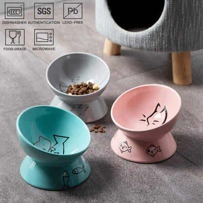 Cat Bowl Raised Elevated Dry Wet Food Ceramic 🐱