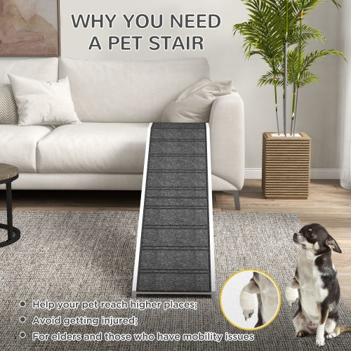 Ramp for Dog Bed - Non-Slip Carpet Pet Ramp with Top Platform
