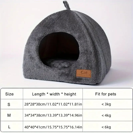 1pc Cozy Semi-enclosed Cat Bed - Dogs/cats Pet Tent Cave For Comfortable Sleeping And Nesting