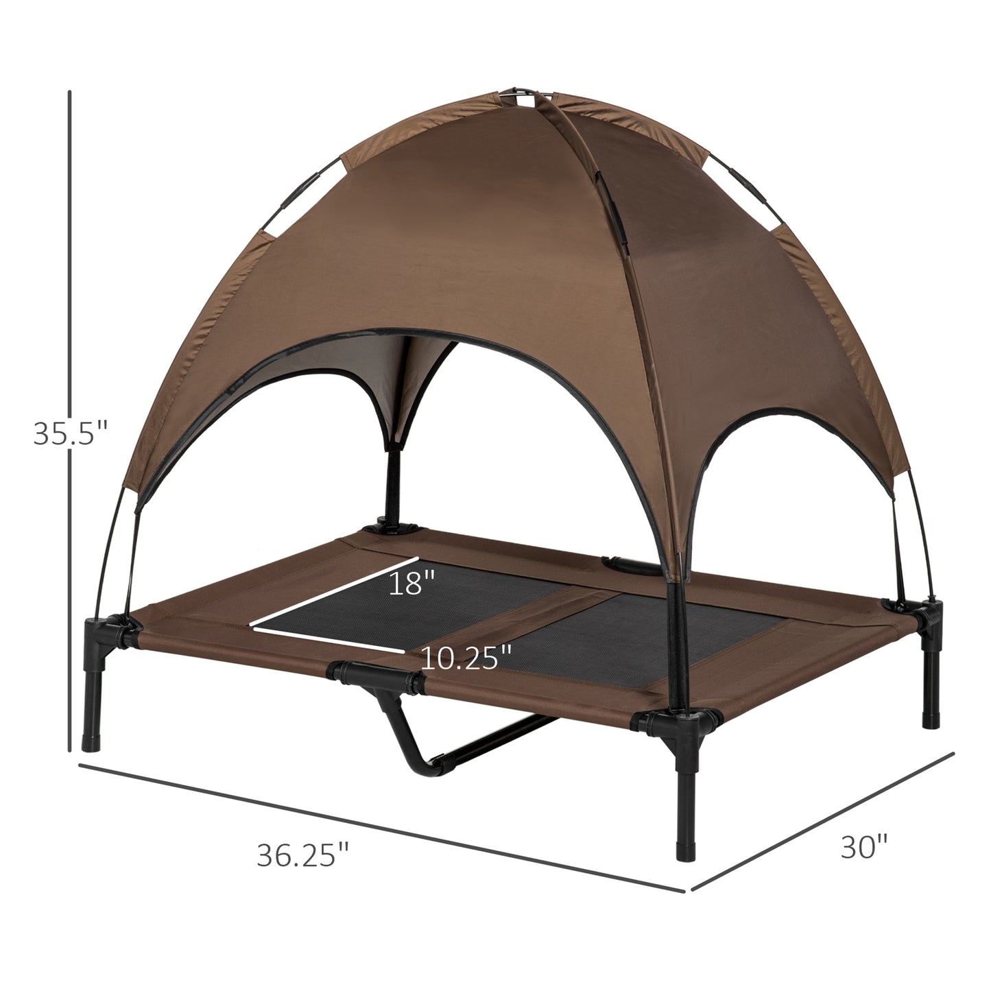 36" Elevated Outdoor Dog Bed with Canopy - Coffee