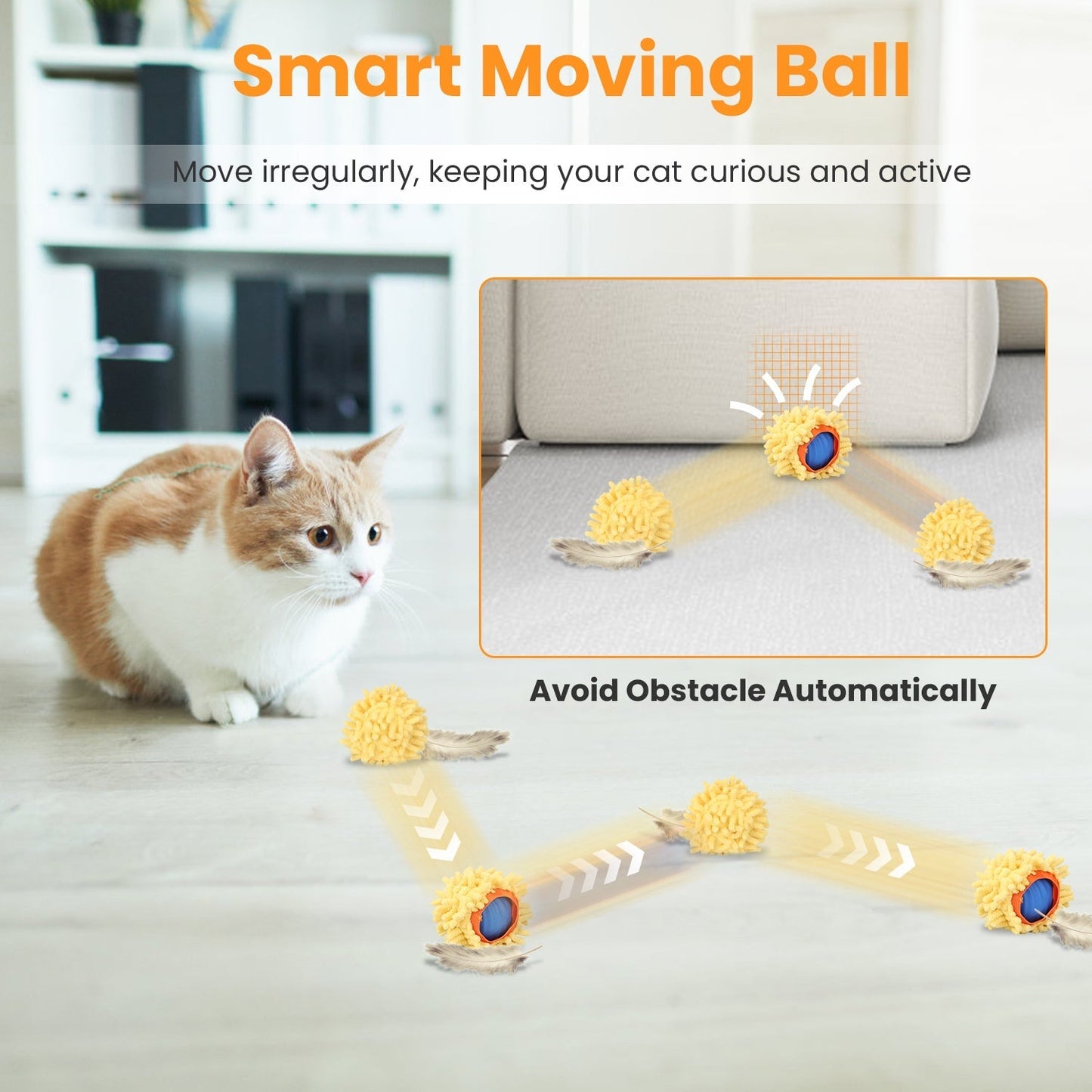 Cat Toys Ball Fast Rolling in Pouch Rechargeable Motion
