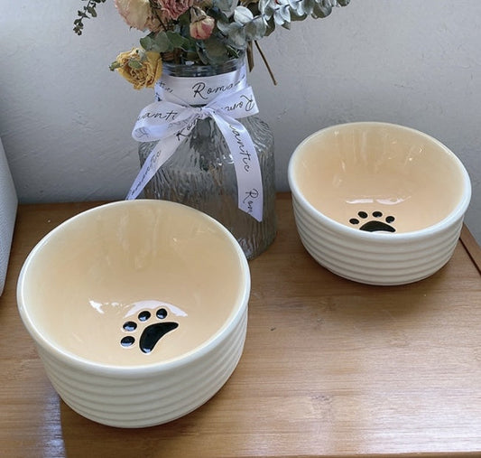 Ceramic Cat Bowl DogFood Basin Oblique Mouth Anti-tumble