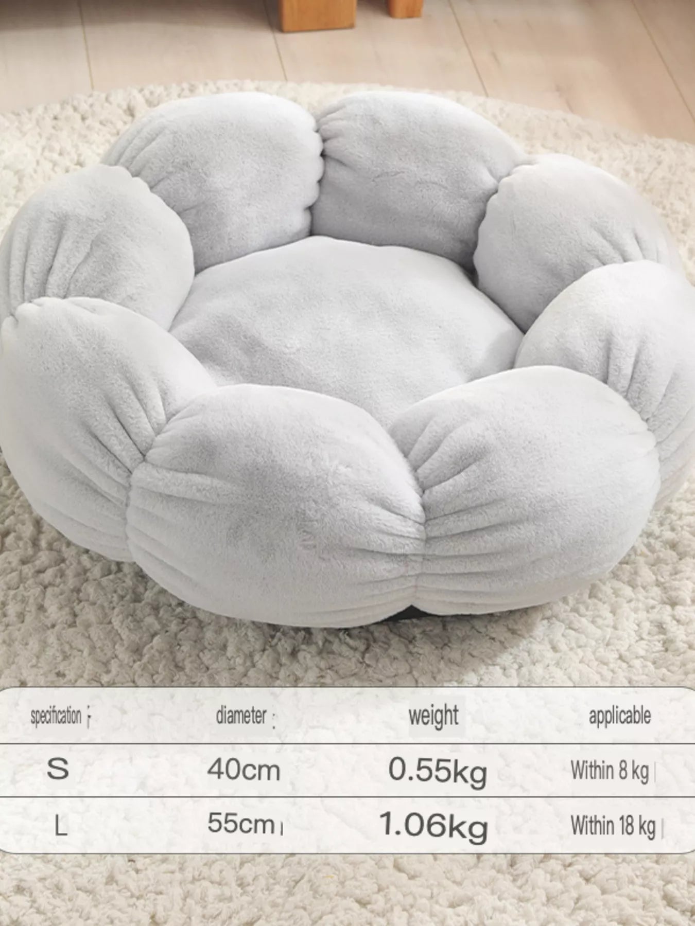 Pet Bed - Round Plush Nest with Soft Integrated Cloud Pillow