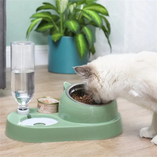 2 In 1 Cat Bowl Water Dispenser Automatic Water Storage Pet Food Bowl Food Container With Waterer Feeder Dog Cat Food Bowl