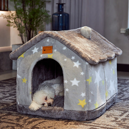 Foldable Dog House Pet Cat Bed Winter Dog Villa Sleep Kennel