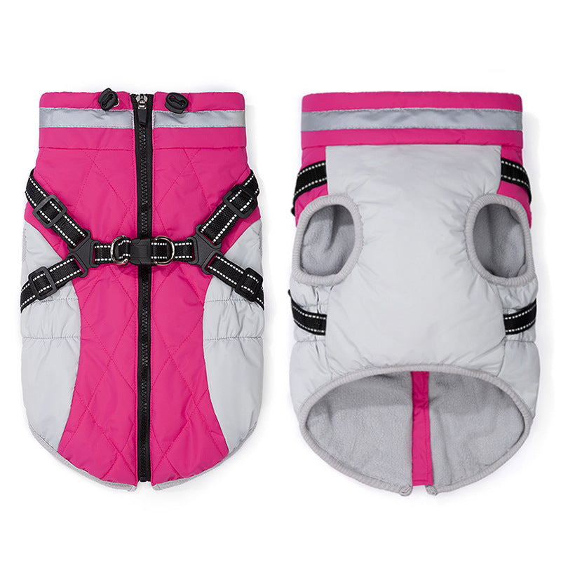 Dog AutumnWinter Fleece-Lined, Warm, And Waterproof Zip-Up