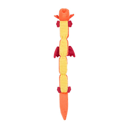 Red Zippy Dragonz Long Squeaky Plush Dog Toy