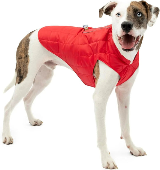 Loft Dog Jacket - Reversible Cozy Coat for Outdoor Adventures - Water Resistant - Athletic Fit - Machine Washable Fabric - Reflective Dog Gear - Medium - Chili Red