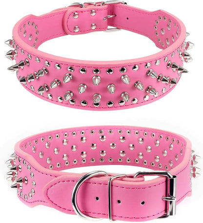 Rugged Leather Spiked Collar for Dogs and Cats - Ameraeon