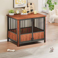 31.5'' Walnut Fluted Wood Furniture Style Dog Crate for