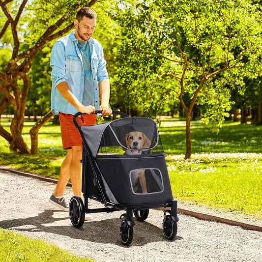 Pet Stroller - PawHut Foldable Carrier for Large Dogs