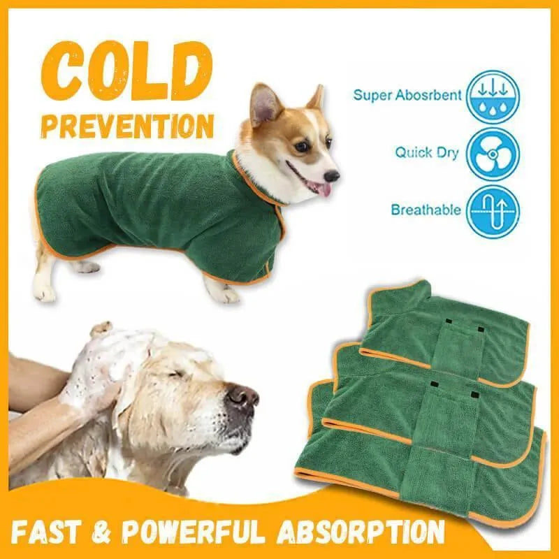 Absorbent pet bathrobe by MANDOTOS in blue, available in XL, L, and M sizes, perfect for keeping pets dry after baths.