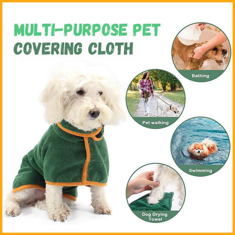 Green absorbent pet bathrobe for dogs, perfect for drying after bathing or swimming activities