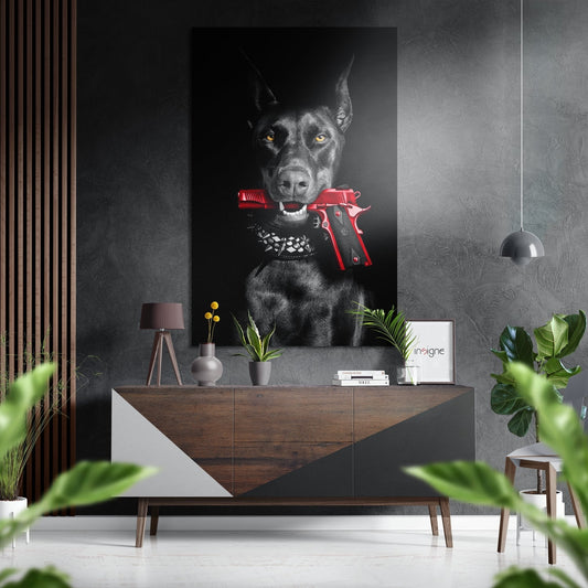 Dog and Gun Brushed Aluminum Dibond Wall Art