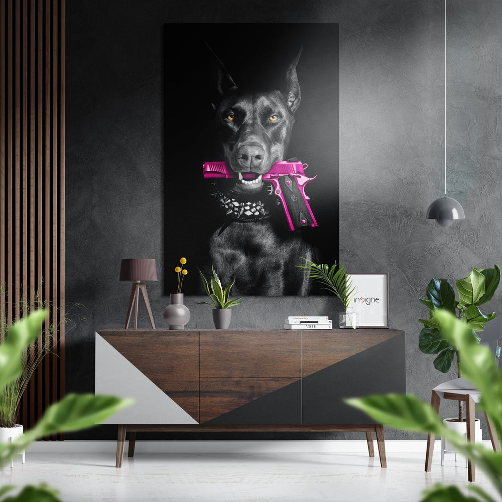 Dog and Gun Brushed Aluminum Dibond Wall Art