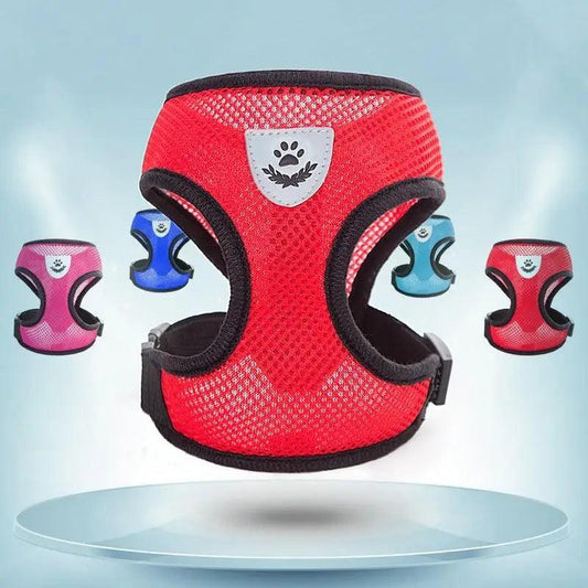 Purrfect Pet Kingdom Adjustable Dog Harness No-Pull Pet Harness Soft Padded Dog V (Red, L) - Premium Dog Harnesses