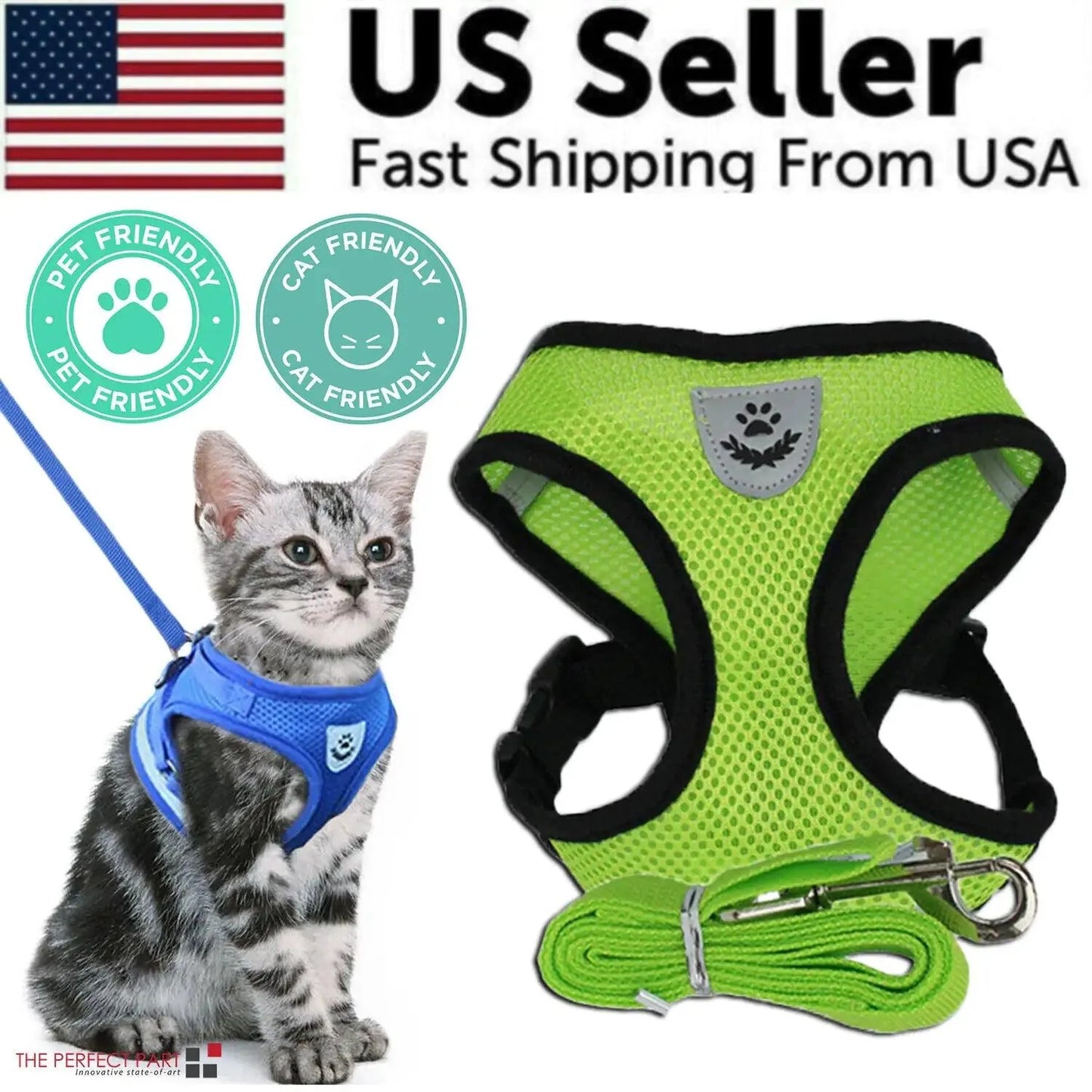 Adjustable Reflective Pet Harness With Leash 🦮