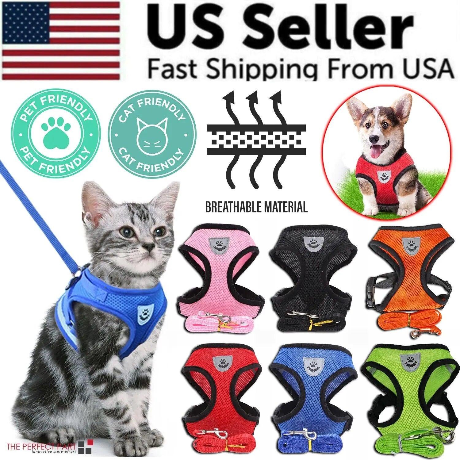 Adjustable Reflective Pet Harness With Leash 🦮 - Purrfect Pet Kingdom