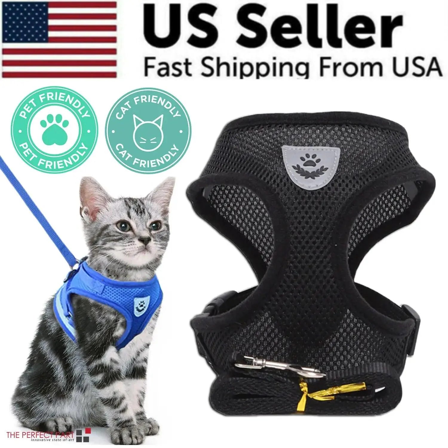 Adjustable Reflective Pet Harness With Leash 🦮 - Purrfect Pet Kingdom