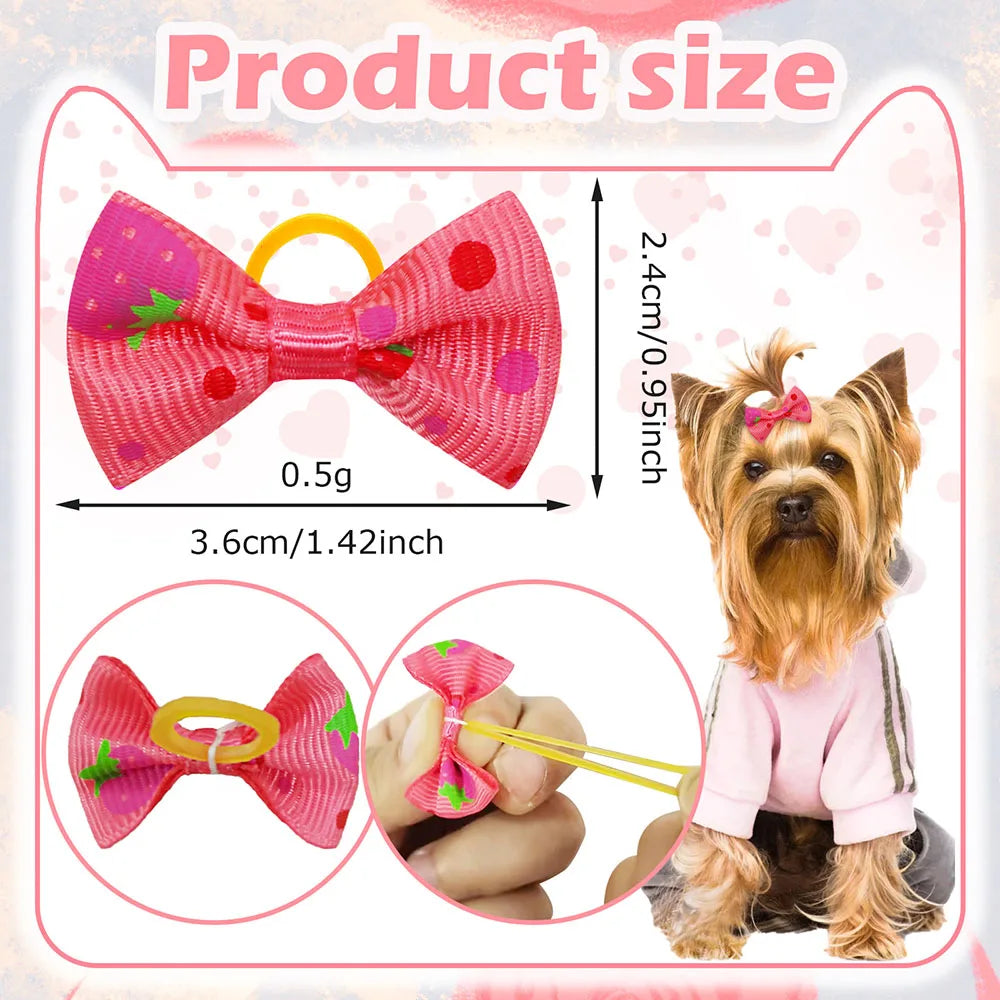 Adorable pet hair bows for dogs in pink with polka dots and a cute design, perfect for styling your pet