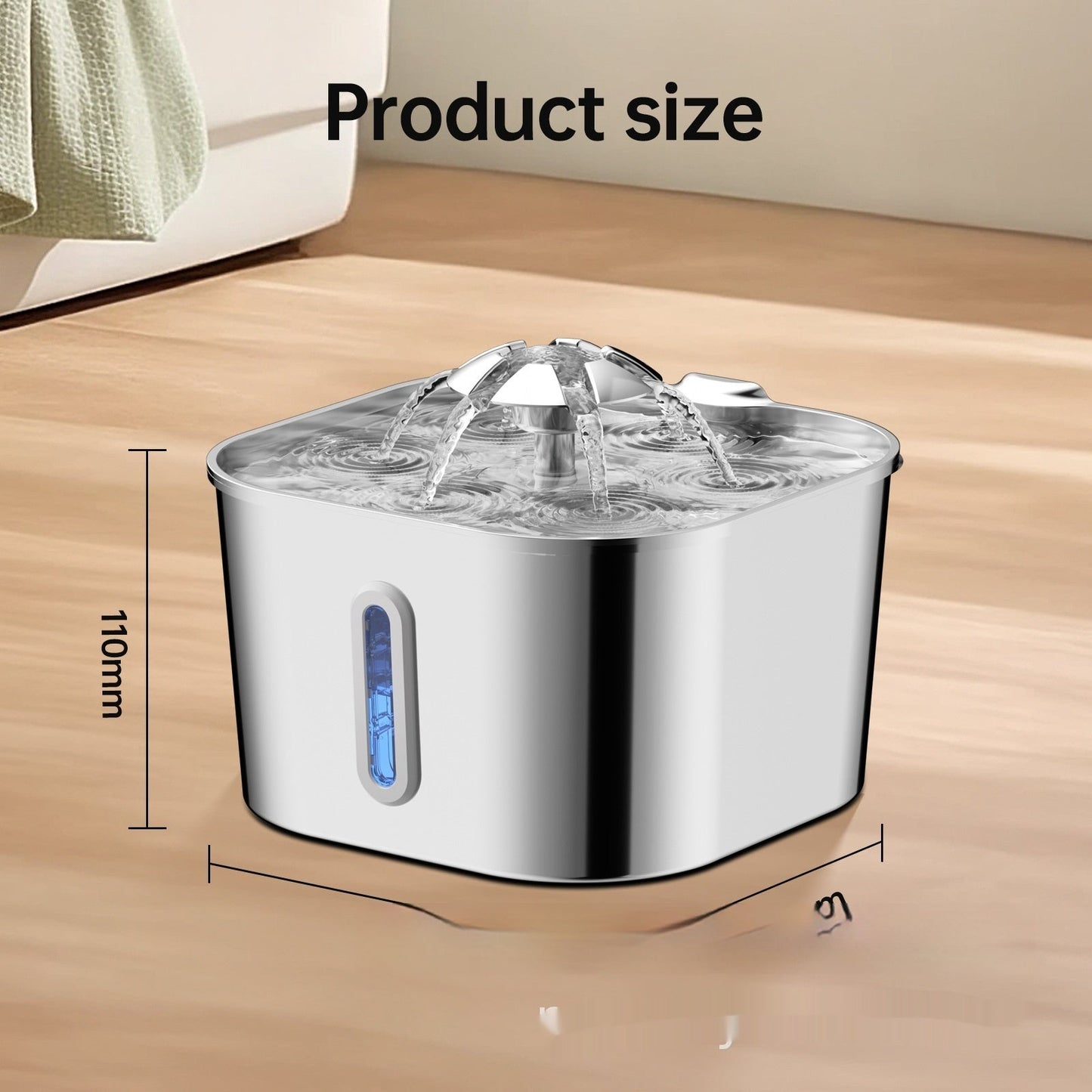 2.2L Stainless Steel Pet Cat Water Fountain Dogs And Cats