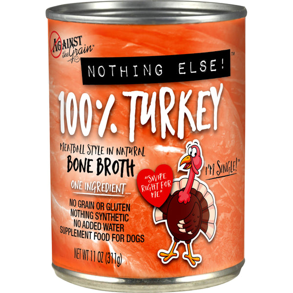Against The Grain 100% turkey wet dog food in a can with natural ingredients for dogs