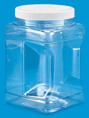 Clear plastic airtight pet food storage container with white screw-on lid from Purrfect Pet Kingdom