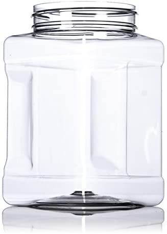 Clear plastic airtight pet food storage container with wide mouth and screw-on lid