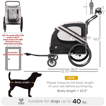 2-In-1 Pet Bike Trailer Stroller Jogging 🚴