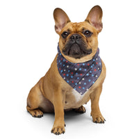 Red and White Stars on Blue Woodgrain Bandana