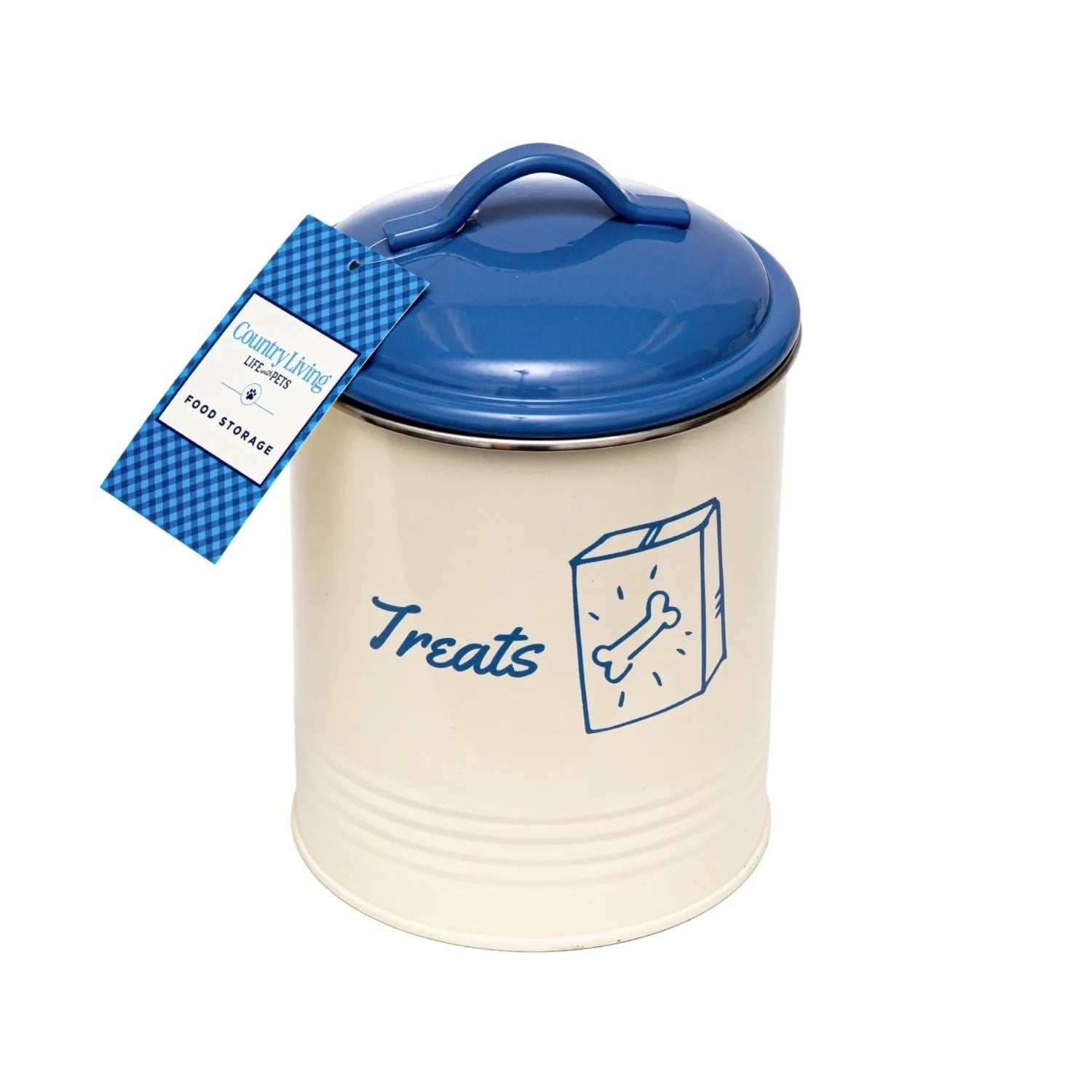American Pet Supplies - Country Living Set of 3 Pet Treat Canisters, Dog Treat Storage ? French Blue Lid - Containers