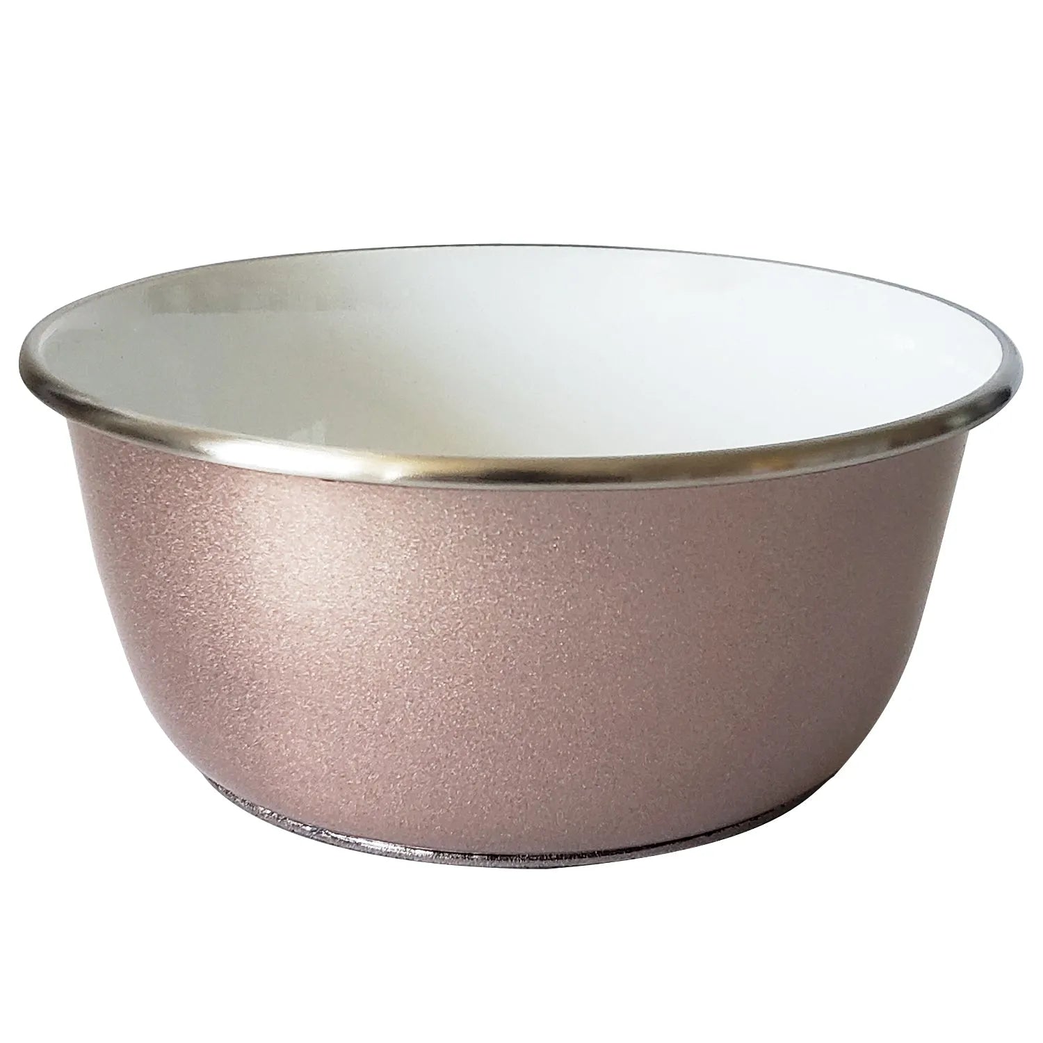 Deep Dog Bowl with Paw Print Design by American Pet Supplies, rose gold stainless steel, available in 16 oz and 32 oz sizes.