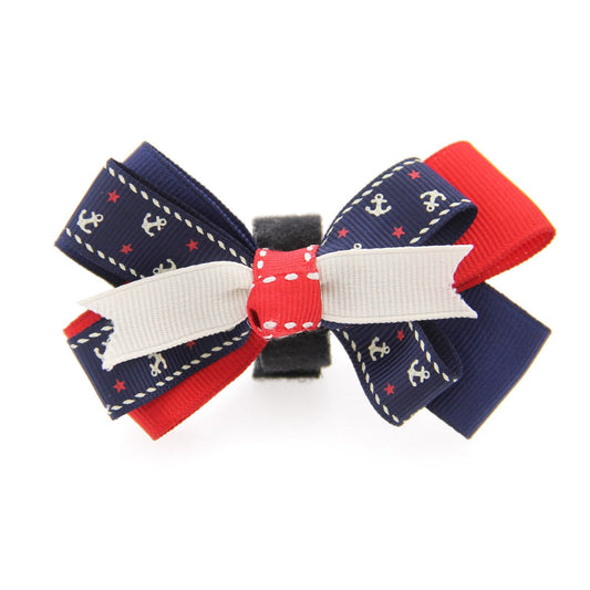 Anchor Red White & Blue Bow Pet Collar Attachment