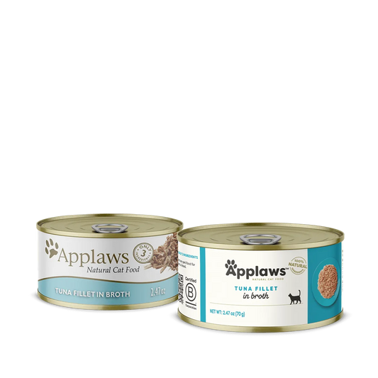 Applaws Adult Tuna Fillet in Broth Wet Cat Food (2.47oz) by The Family Pet, featuring a savory tuna color, perfect for cats.