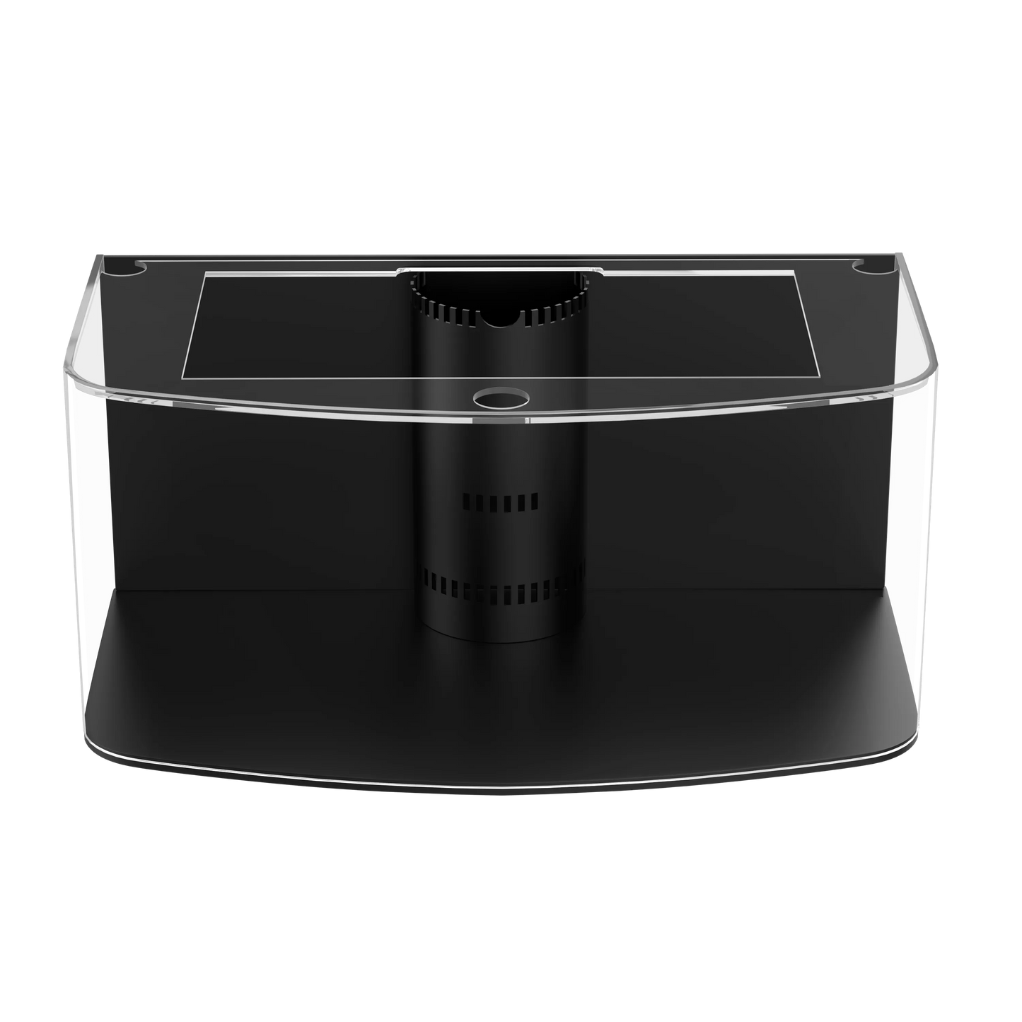 AQUA VIM - 130g Seamless Glass Bowfront Reef-Ready Aquarium Set in Unstained Wood Furniture - Aquariums