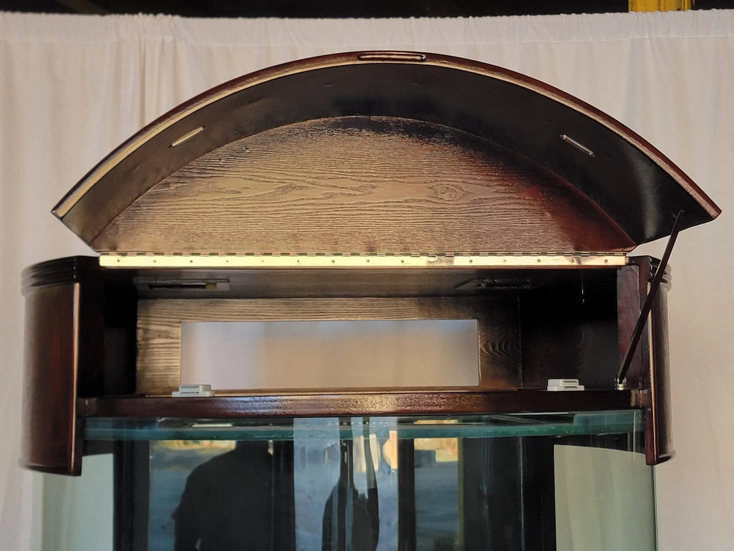 AQUA VIM - Display Model 133g 3/4 Cylinder Round Glass Reef-Ready Aquarium + Sump in Rose Cherry Furniture - Aquariums