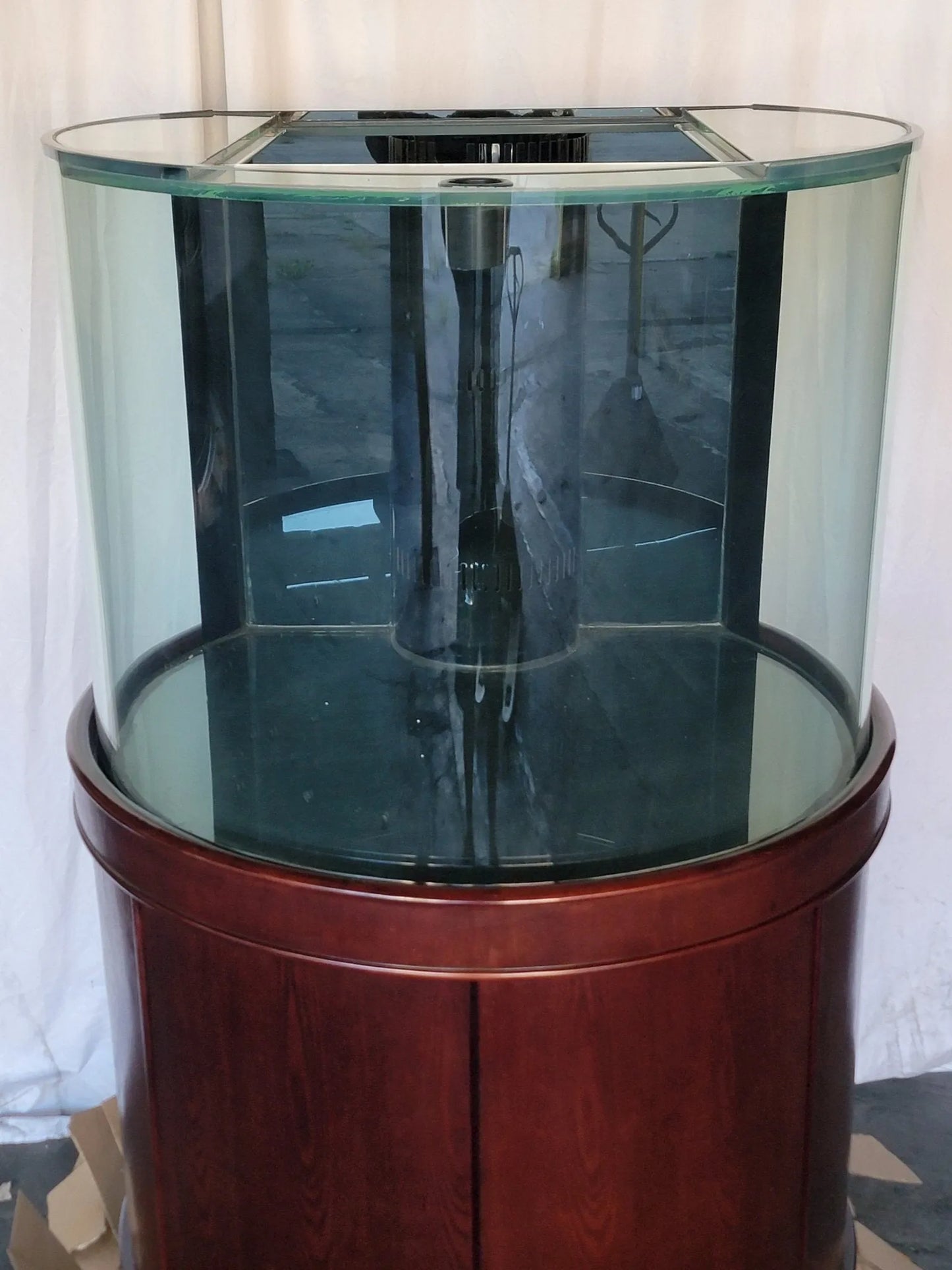 AQUA VIM - Display Model 133g 3/4 Cylinder Round Glass Reef-Ready Aquarium + Sump in Rose Cherry Furniture - Aquariums