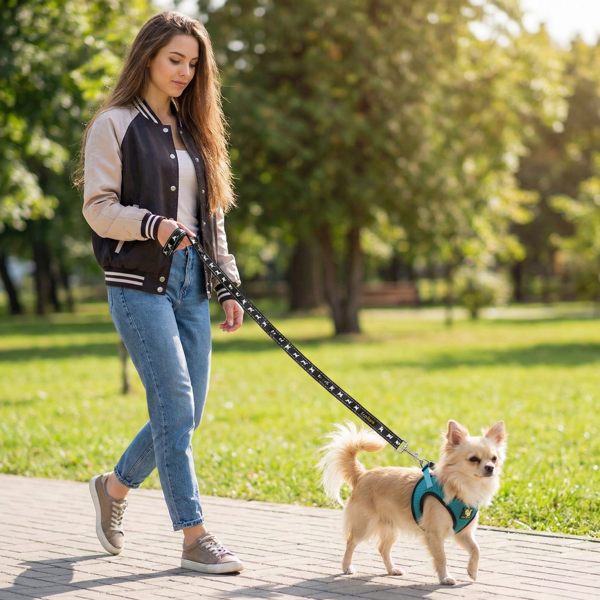 Dog Harness EcoBark Step In Harness XXXS to Small Breeds- - lifestyle product image for dog harness