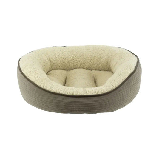 Large taupe Arlee Cody Cuddler Dog Bed by The Family Pet, perfect for dogs seeking comfort and style. Priced at $119.99.