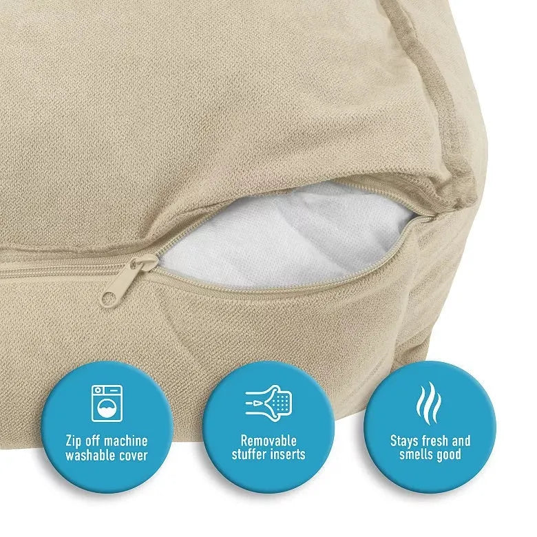 Tan Arlee Sandy Ortho Lounger Dog bed by Purrfect Pet Kingdom, large size, perfect for dogs seeking comfort and support.