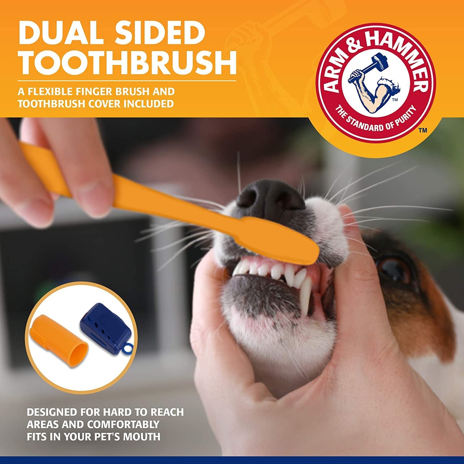 Dog dental care kit with dual-sided toothbrush and finger brush for effective dental hygiene