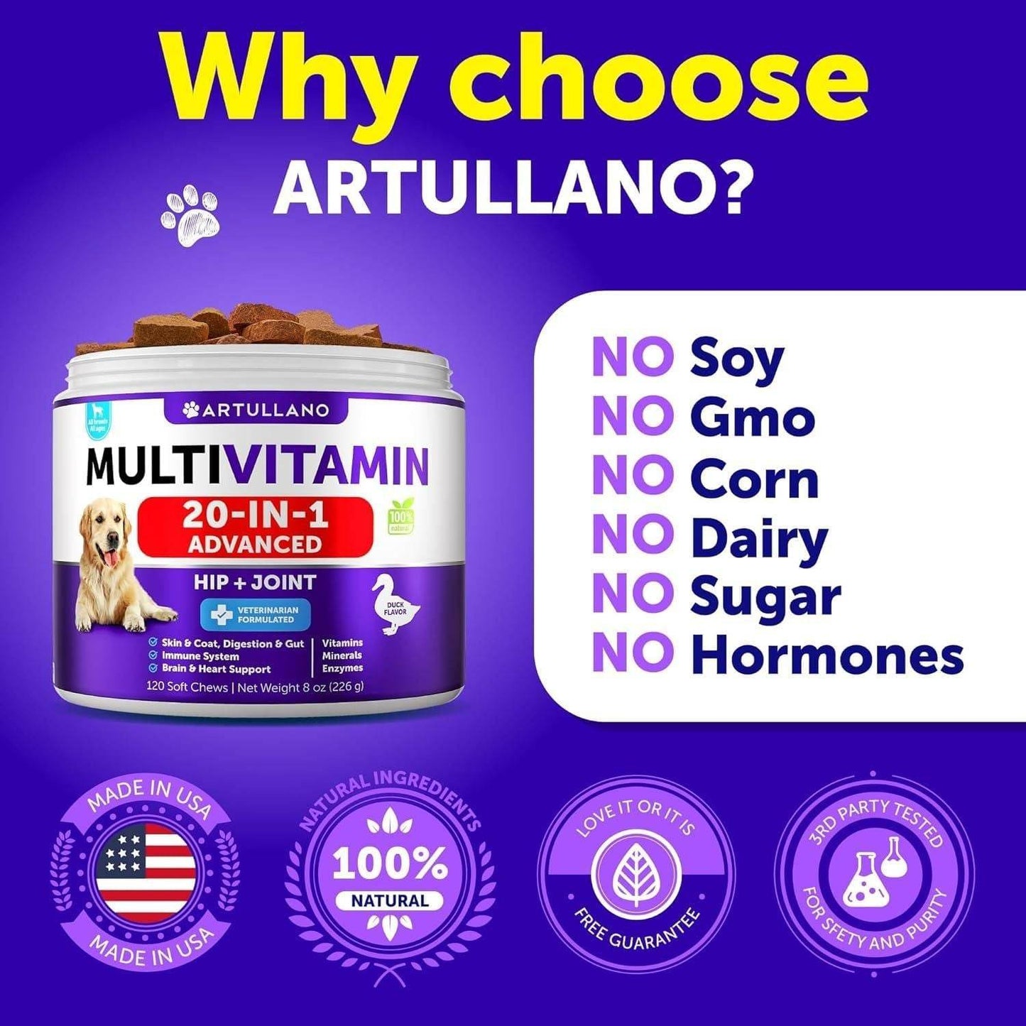 Purrfect Pet Kingdom Natural Dog Vitamins for Immune System 20-in-1 Purrfect Pet Kingdom