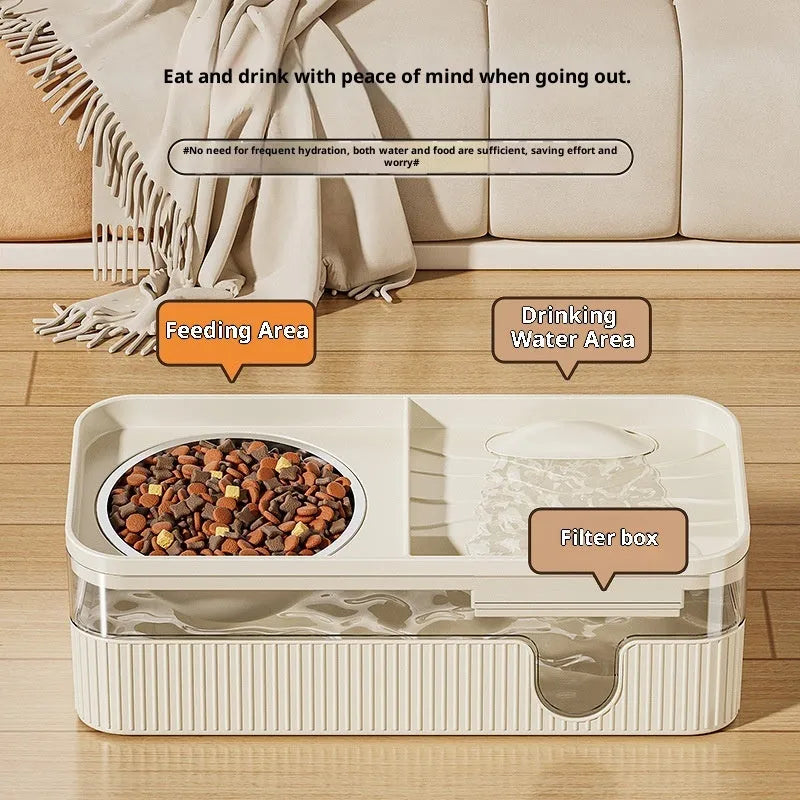 Auto Filtration Cat Water Fountain by Pet Zen in cream color, large capacity, perfect for premium pet hydration.