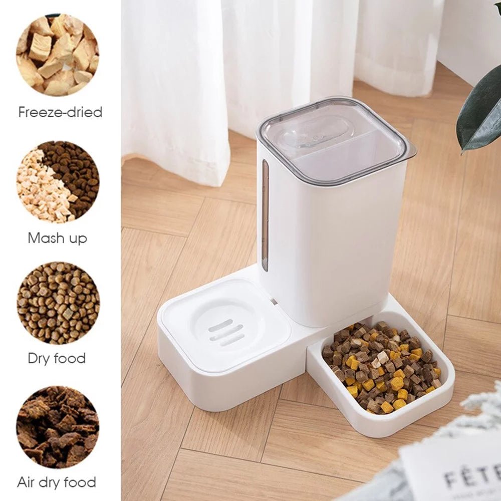 Automatic pet feeder for cats and dogs with modern design and easy food dispensing