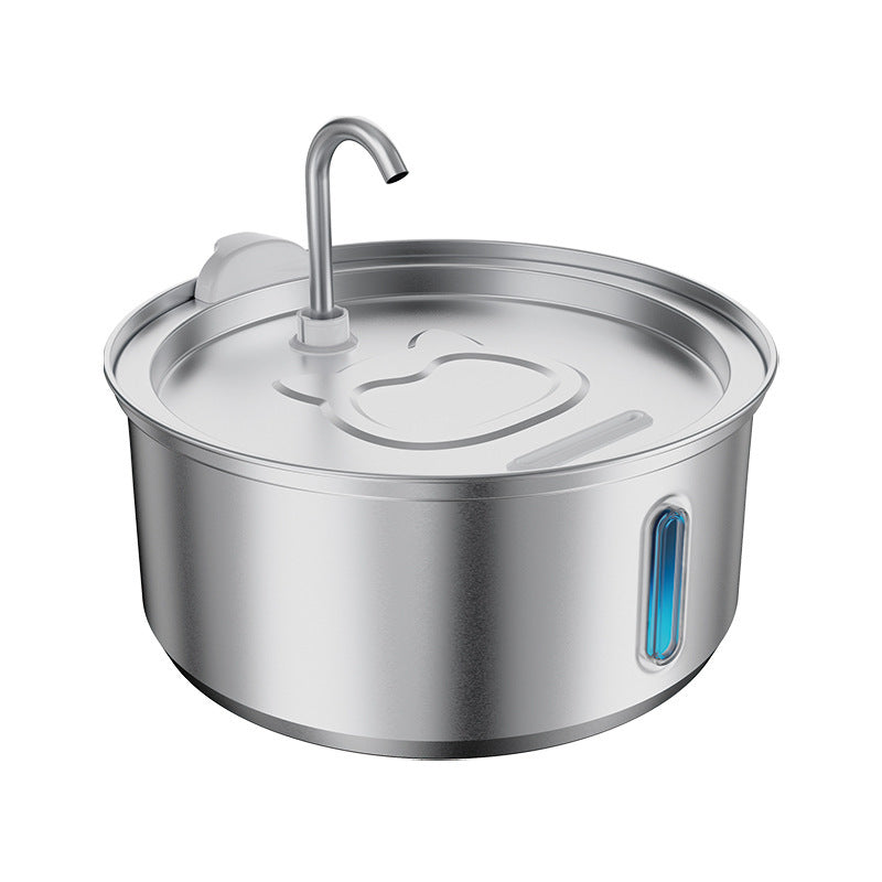 Stainless steel 4L automatic dog water bowl with a sleek design and easy-access spout