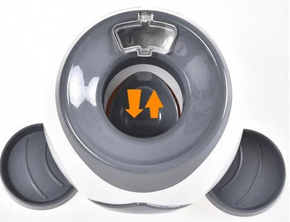 Purrfect Pet Kingdom automatic fetch machine for dogs in gray and white for active play