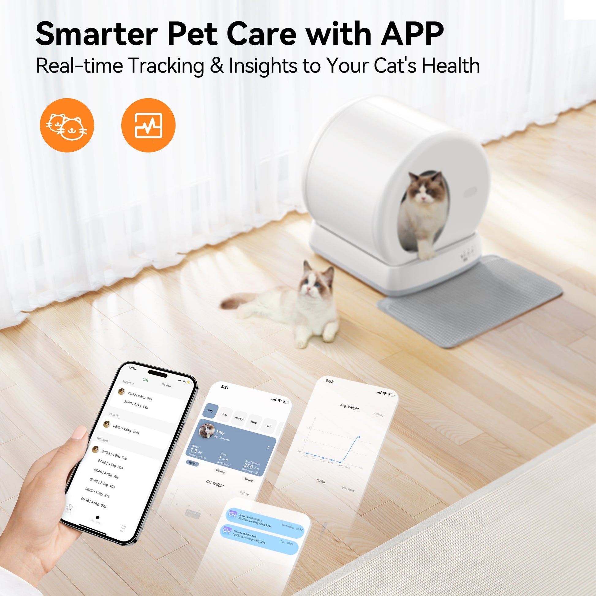Purrfect Pet Kingdom automatic litter box for multiple cats with app for health tracking and insights
