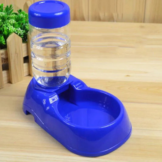 Blue automatic pet water dispenser featuring a large refillable bottle for convenient hydration