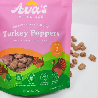 Ava's Pet Palace - Freeze Dried Dog Treats - Turkey Poppers