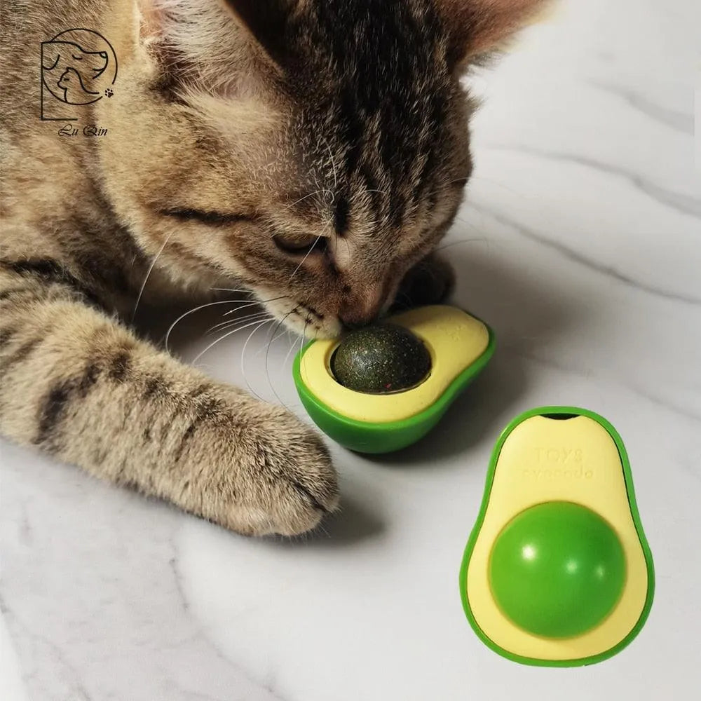 Avocado Wall Ball Cat Toy by Stevvex, a healthy edible licking ball in vibrant green, priced at $15.99. Perfect for playfu...